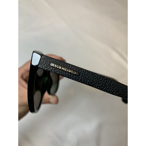 Balenciaga Textured Cat Eye Sunglasses, Green Tinted Lenses - Picture 1 of 6